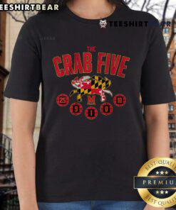 Good Maryland Basketball Crab Five Tee for ladies featuring the iconic crab flag design, perfect for sports fans.
