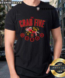 Good Maryland Basketball Crab Five T-Shirt featuring the iconic crab flag design for fans and supporters.