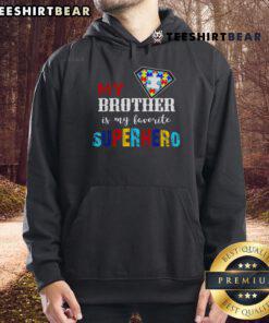 Good My Brother Is My Favorite Superhero Autism Awareness Hoodie featuring a colorful design promoting acceptance.
