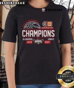 Illawarra Hawks men's basketball championship series ladies tee featuring team logo and vibrant design.