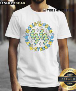 Good Rock Your Socks World Down Syndrome Awareness Day T-Shirt featuring vibrant colors and a fun design promoting inclusivity.
