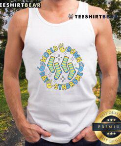Good Rock Your Socks World tank top for Down Syndrome Awareness Day featuring vibrant colors and a positive message.