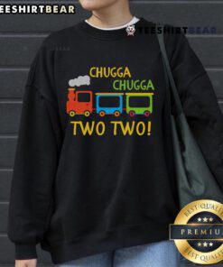Happy Chugga Chugga Two Two Birthday Train Sweatshirt featuring a colorful train design for festive celebrations.