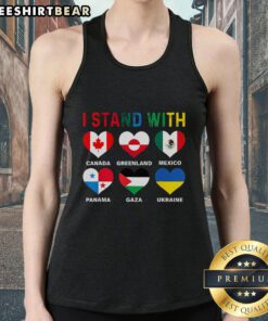 Happy I Stand With Canada Greenland Mexico Panama Gaza Ukraine tank top featuring vibrant graphic design and bold text.