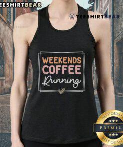 Happy Weekends coffee tank top featuring cute retro mom life sayings, perfect for casual weekend outings.