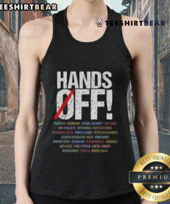 Hot Hands Off Protest Tank Top featuring bold graphics promoting social justice and activism in a stylish design.