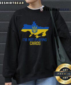 Ukrainian map sweatshirt featuring 'Hot I'm Not Playin' with Zelensky design, perfect for casual wear.