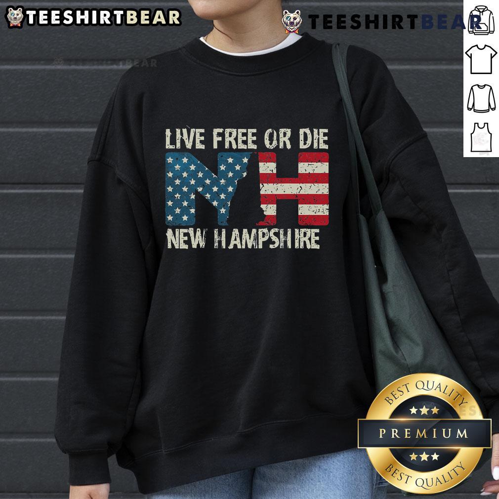 Hot New Hampshire Patriotic Live Free or Die Sweatshirt featuring bold graphics and comfortable design.
