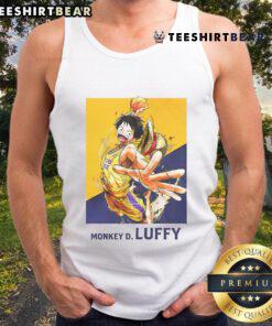 Hot One Piece X Los Angeles Lakers Monkey D. Luffy tank top featuring vibrant graphics and team colors.