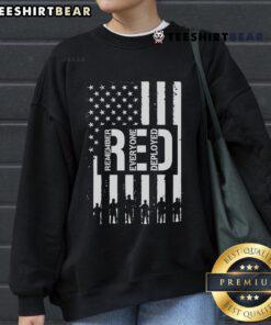 Alt Text: Hot R.E.D. Remember Everyone Deployed Red Friday Flag Sweatshirt, featuring a vibrant red design supporting military personnel.