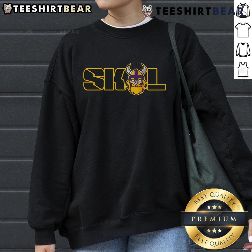 Hot SKOL Viking Football Fan Sweatshirt featuring bold team colors and logo, perfect for game day and cheering on the Vikings.