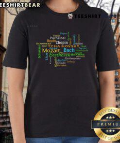 Word cloud featuring nice classical composers for music lovers, perfect for ladies' tee designs.