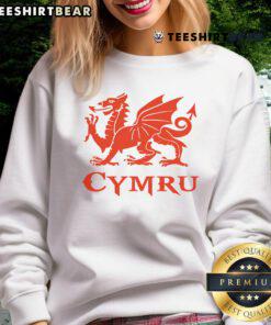 Nice Cymru Wales Cardiff Dragon sweatshirt featuring vibrant design and comfortable fit, perfect for Welsh pride.