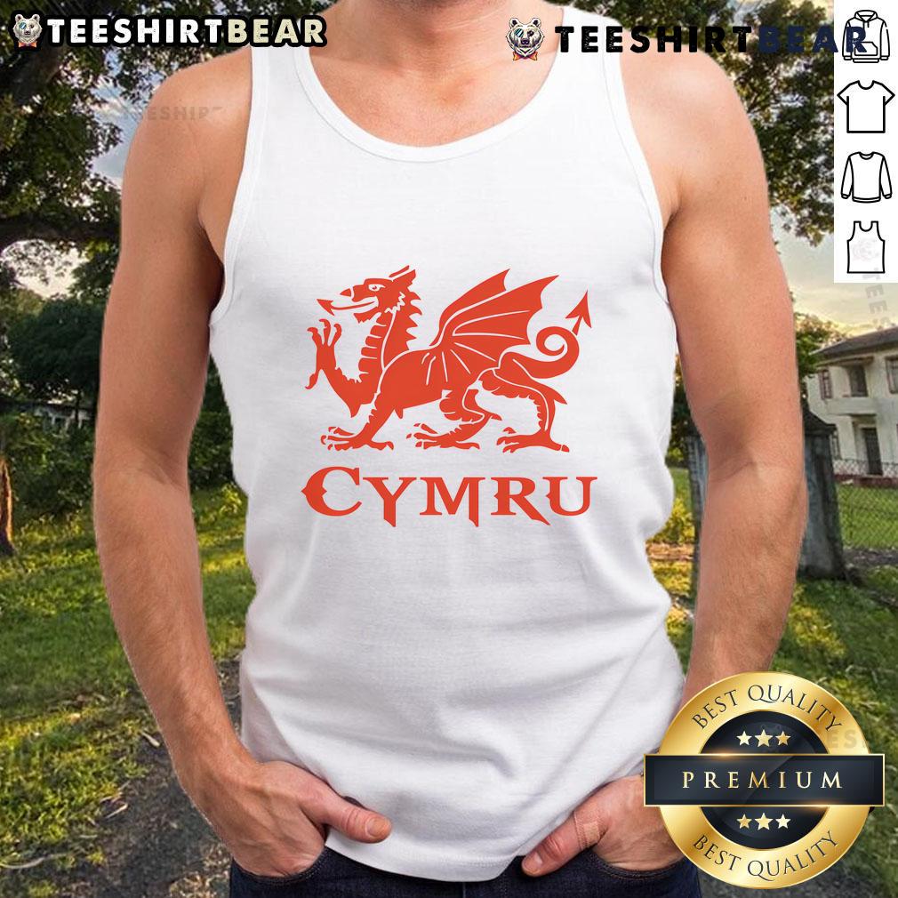 Stylish Nice Cymru Wales Cardiff dragon tank top featuring a vibrant dragon design, perfect for Welsh pride and summer wear.