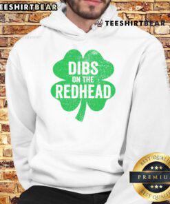 Alt Text: Stylish Nice Dibs On The Redhead Shamrock Hoodie in green with shamrock design, perfect for St. Patrick's Day.