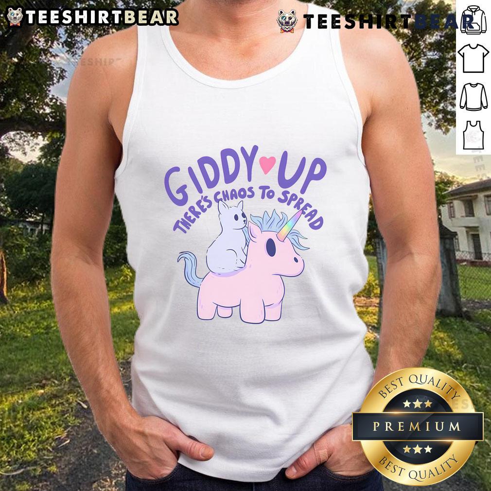 Nice Giddy Up There's Chaos to Spread tank top featuring a playful design perfect for casual summer wear.
