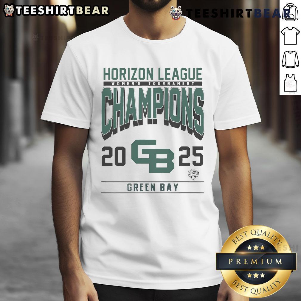 Nice Green Bay Horizon League Women's Tournament Champions 2025 T-Shirt featuring bold team graphics and vibrant colors.