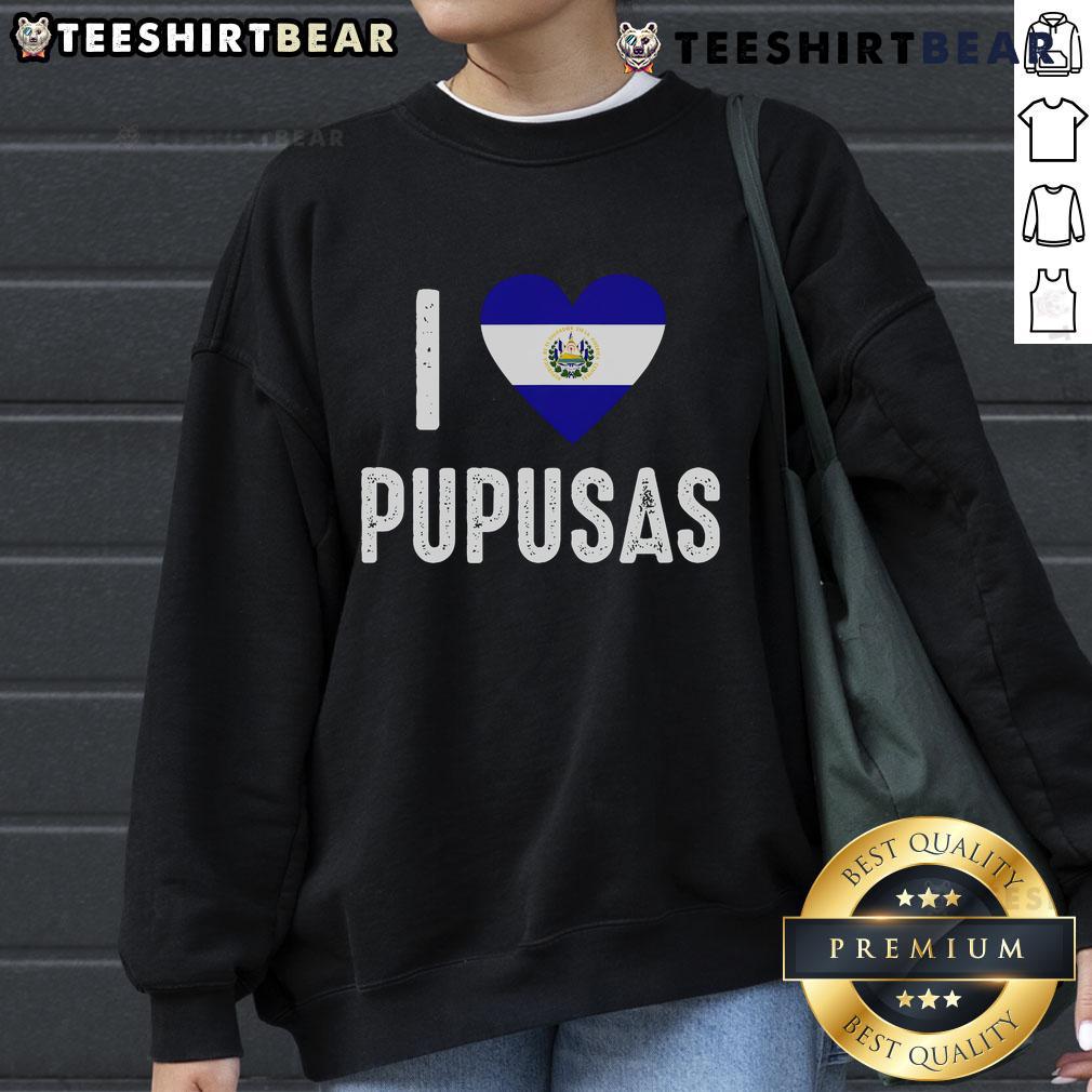Cozy sweatshirt featuring 'I Love Pupusa' design, celebrating El Salvador's delicious pupusas and culture.