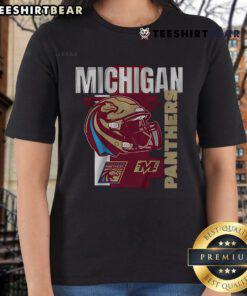 Alt Text: Ladies tee featuring the Nice Michigan Panthers helmet design, perfect for fans and stylish casual wear.