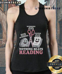Nice Nothing Beats Reading Rock Paper Scissors Tank Top featuring a playful graphic design in vibrant colors.
