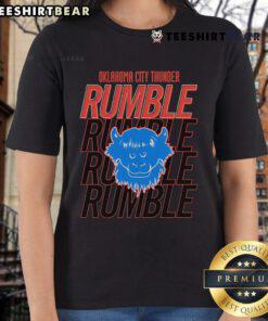 Ladies tee featuring the Oklahoma City Thunder Rumble mascot name, perfect for fans of the NBA team.
