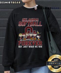 Nice Oklahoma Softball Forever sweatshirt featuring Snoopy design, perfect for fans celebrating their love for the game.