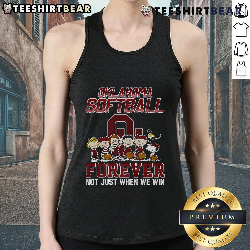 Nice Oklahoma Softball Forever tank top featuring Snoopy design, perfect for fans celebrating the sport beyond just victories.