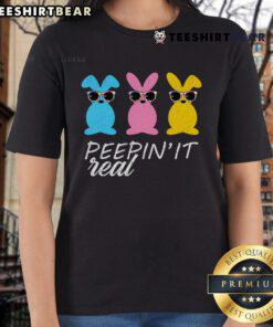 Stylish ladies wearing 'Nice Peepin It Real' Easter bunnies tee, perfect for celebrating the holiday in style.
