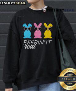 Alt Text: Cool sweatshirt featuring Nice Peepin' It Real Easter Bunnies design, perfect for festive spring fashion.