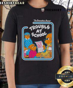 Alt Text: Nice Berenstain Bears Trouble at School ladies tee featuring colorful graphics and a fun design for fans.