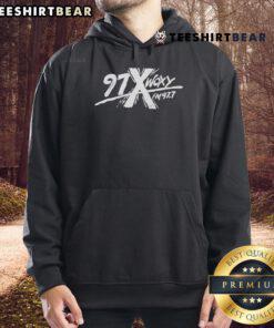 Official 97x Woxy hoodie featuring a stylish design and logo, perfect for fans of the radio station.