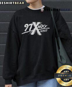 Official 97x Woxy sweatshirt in black, featuring logo design, perfect for fans of the radio station and stylish casual wear.