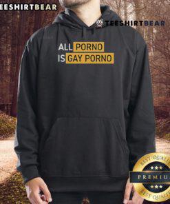 Official Alex Rosen All Porno Is Gay Porno Hoodie in black, featuring bold graphic text and stylish design.