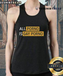 Official Alex Rosen All Porno Is Gay Porno tank top featuring bold text design in vibrant colors.