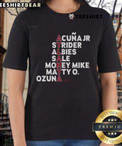 Official Atlanta Baseball MLB Names 2025 Ladies Tee showcasing a stylish design for female fans of the team.