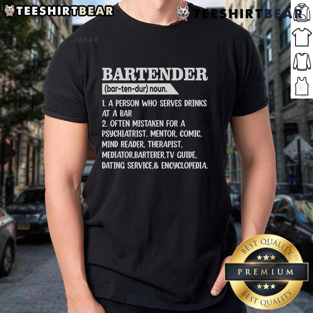 Official Bartender Definition T-Shirt for Barkeeper Enthusiasts - Perfect Gift for Bartenders and Bar Lovers.