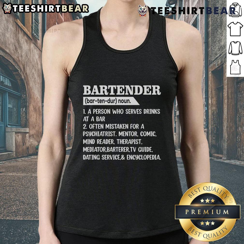 Official Bartender Definition tank top featuring a stylish barkeeper design for bartenders and bar enthusiasts.