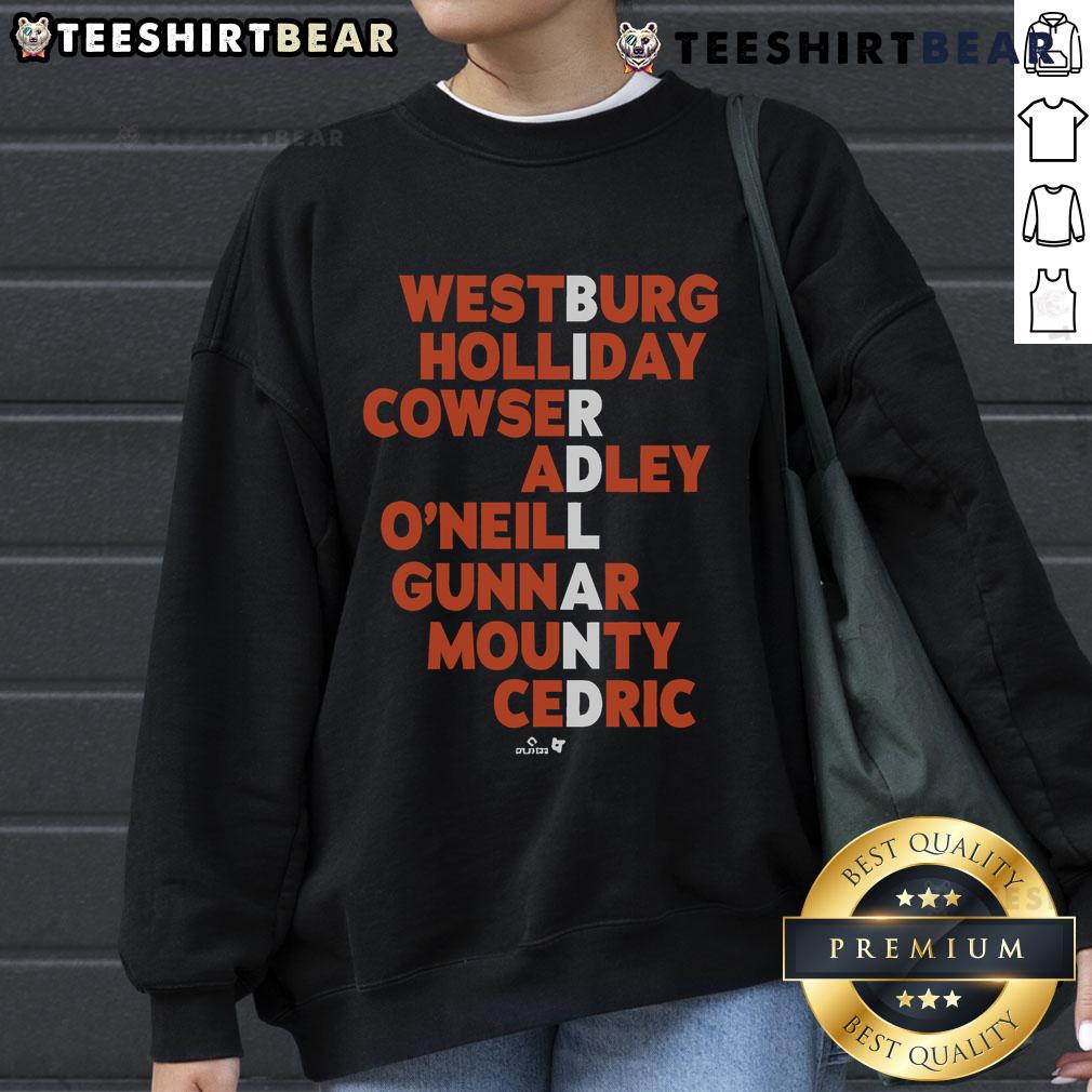 Official Birdland Baseball MLB Names 2025 Sweatshirt featuring a stylish design and vibrant team colors.