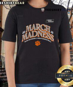 Official Clemson Men's Basketball 2025 March Madness Bound ladies tee showcasing team pride and sportswear style.