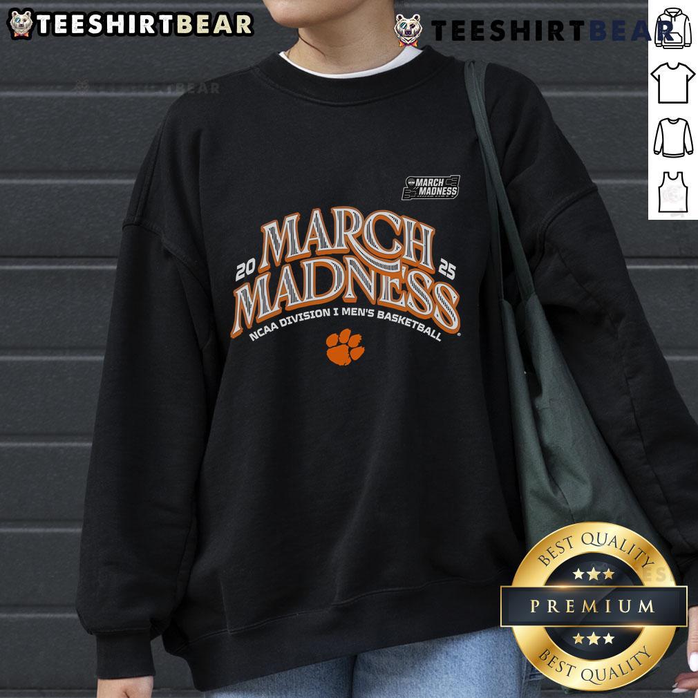 Official Clemson Men's Basketball 2025 March Madness Bound Sweatshirt in orange, perfect for fans and game day apparel.