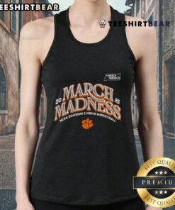 Official Clemson Men's Basketball 2025 March Madness Bound tank top featuring team colors and logo for fans.