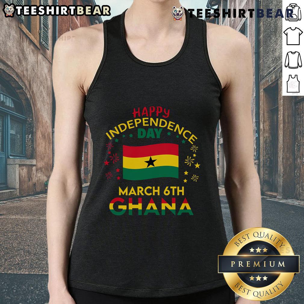 Official Ghana 68th Independence Day tank top featuring the Ghanaian flag, celebrating national pride and heritage.