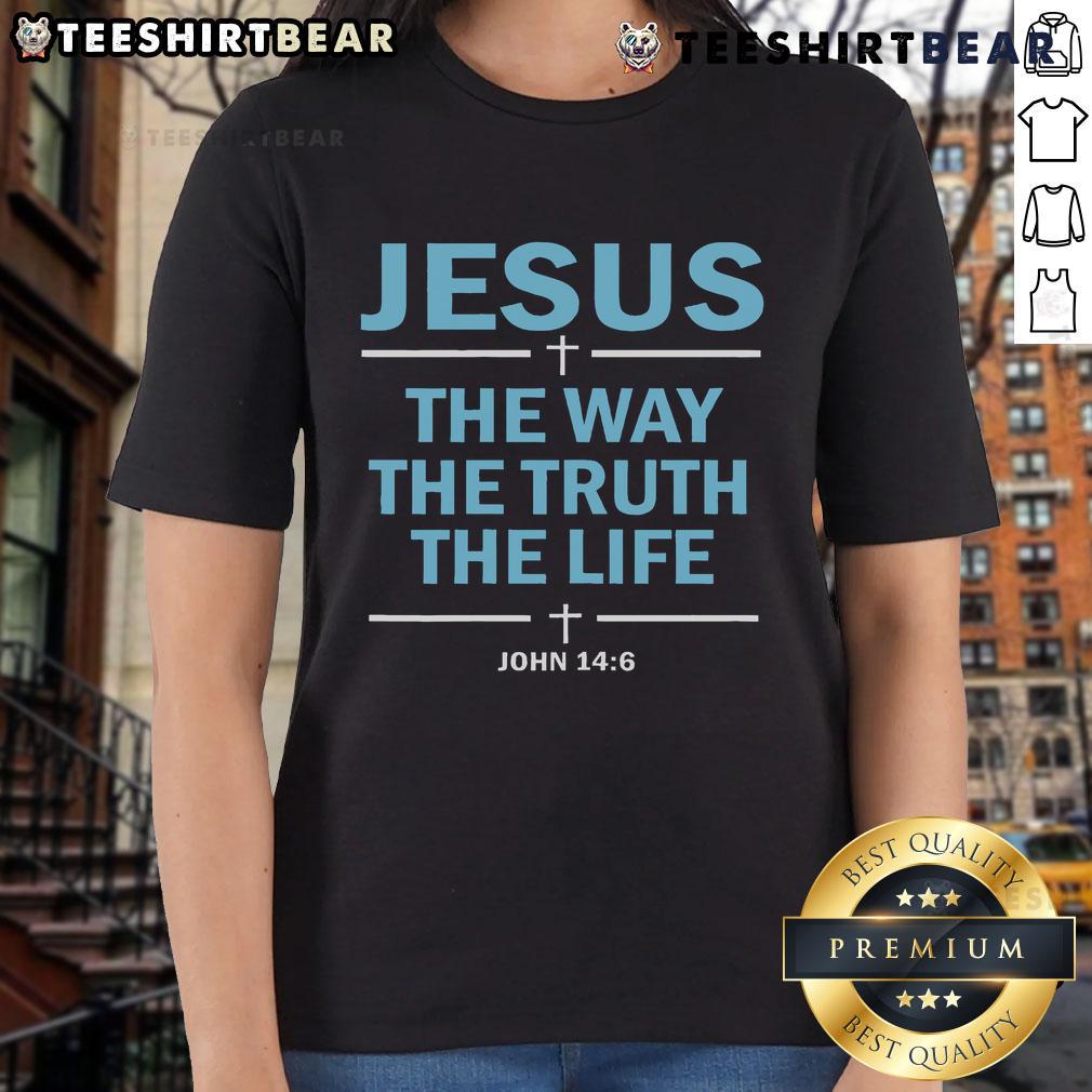 Official Jesus Faith Ladies Tee featuring 'The Way, The Truth, The Life' John 14:6 design for women.
