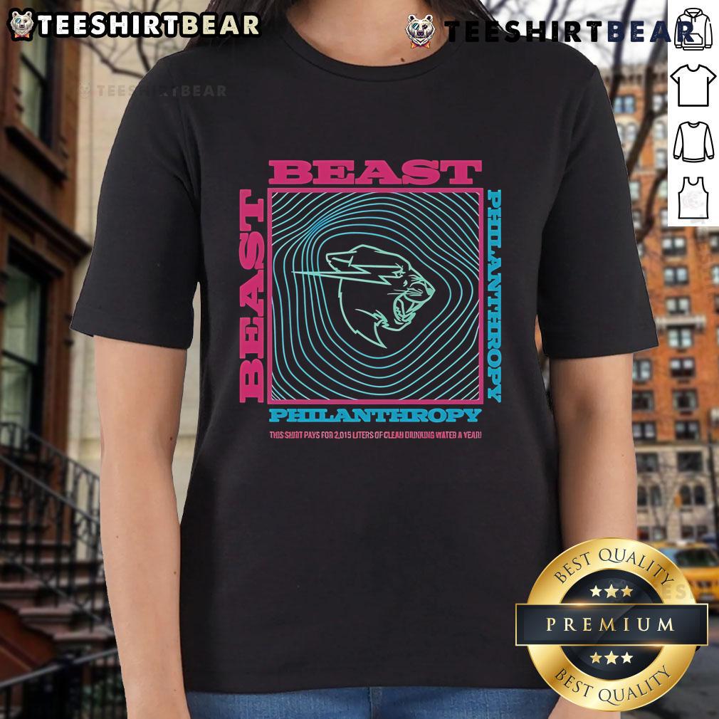 Official Mr. Beast Philanthropy shirt promotes access to clean drinking water; each purchase funds 2,015 liters yearly.