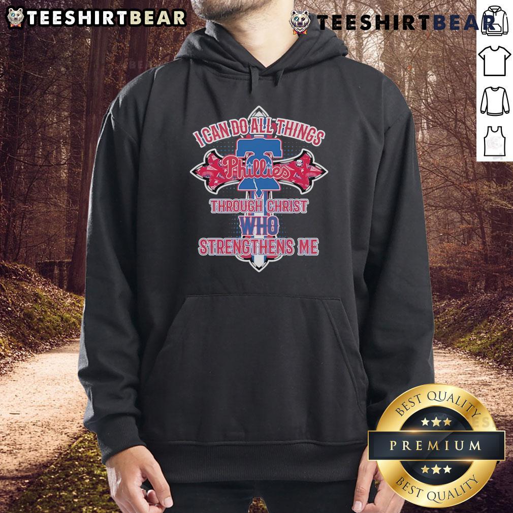 Official Philadelphia Phillies hoodie featuring 'I Can Do All Things Through Christ Who Strengthens Me' design.