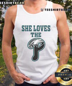 She Loves The Philadelphia Eagles Ladies Boyfriend Tank Top in vibrant colors, perfect for game day and casual wear.