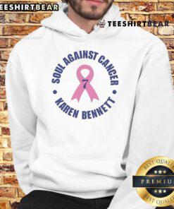 Karen Bennett wearing the Official Soul Against Cancer hoodie, showcasing support for cancer awareness and fundraising efforts.