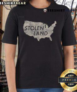 Official Stolen Land Native American Indigenous Ladies Tee in vibrant colors, showcasing cultural pride and heritage.