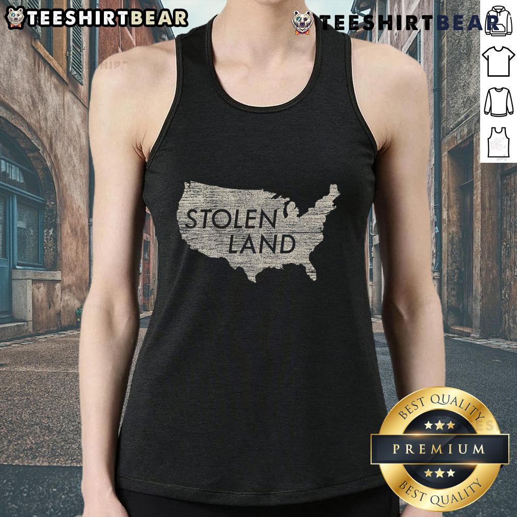 Official Stolen Land Native American Indigenous tank top featuring bold graphics and cultural pride design.