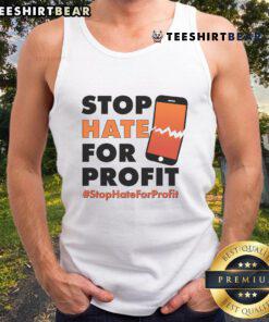 Official Stop Hate for Profit cracked cell phone tank top featuring bold graphics promoting anti-hate awareness.